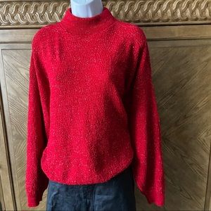 Arielle Red Silver Turtleneck Vintage Sweater
